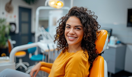 Female patient smiling at the cost of teeth whitening in San Marcos